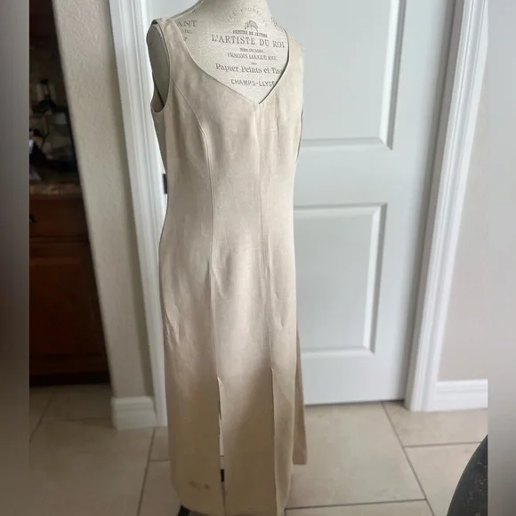 Escada | Dresses | Euc Vintage Escada Tan Linen And Rayon Tank Style Maxi  Dress Euro 42 Us 2 | Poshmark